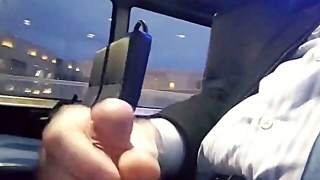 Suit Wanks and Cums on the Bus