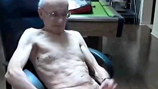 Skinny Grandpa Strokes Solo