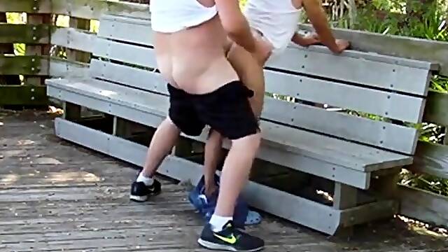 Mature Gay Couple Has Interracial Bareback Sex Outdoors