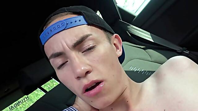 Cute Czech Boy with Big Dick Gets Handjob in Car