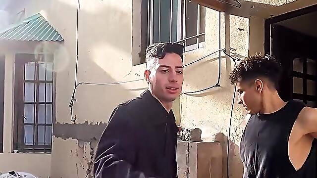 Handsome Latinos are having a three-way with a twink