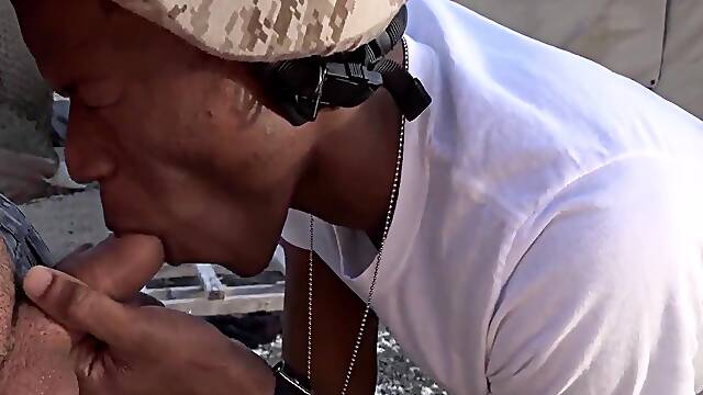 Interacial Army Troops Barebacked Outside