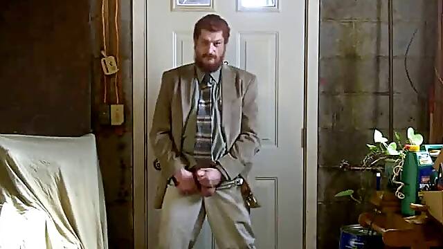 Big-Cock Israeli Daddy Strokes in Suit