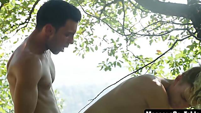 MassageGayTable.com - Cute blond twinks raw ride after relaxing massage in a serene forest