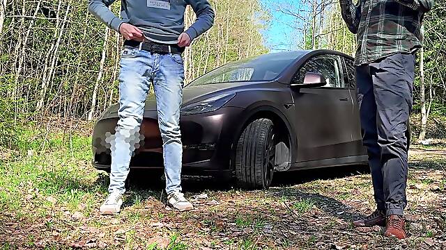Road journey - peeing in the woods