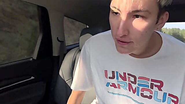 We picked up a cute twink on the road and had a three-some.