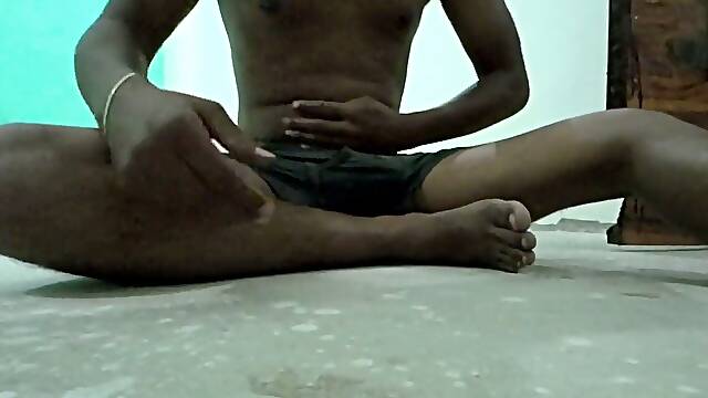 Indian desi guy solo jerking in room.