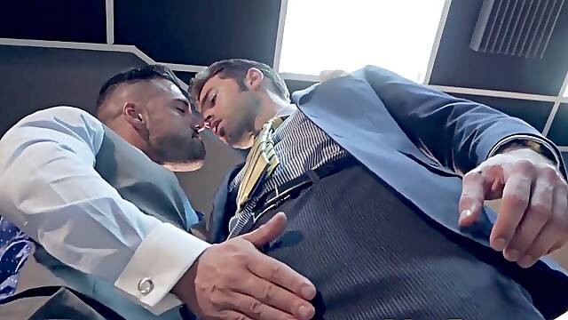 Executive has his rock-hard knob slobbered on and his ass plowed