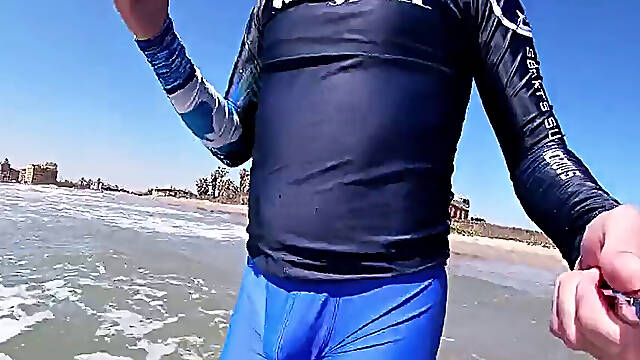 Men and Women on the Beach Get Horny observing My sausage in raw Spandex