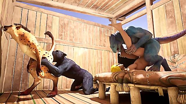 Crazy Life unshaved Rimming Party - Sexy panther and his companions spend all day licking the beautiful mans ass in the woods (without moaning)