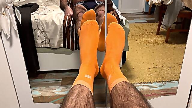 Earl sneer - Bold Orange Socks with white Stripe Details