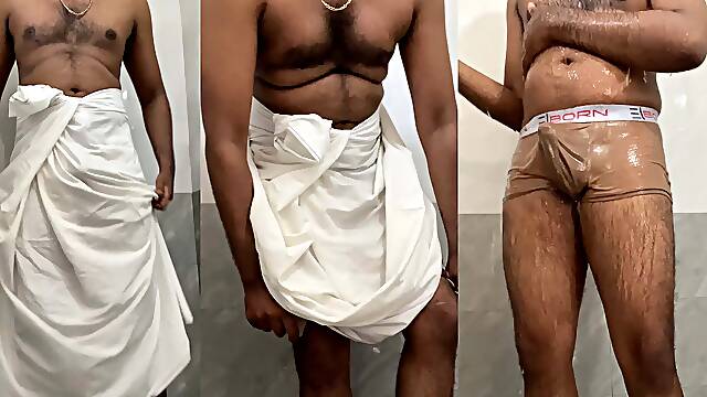 Rich Kerala daddy remove his sarong to show big cock and balls
