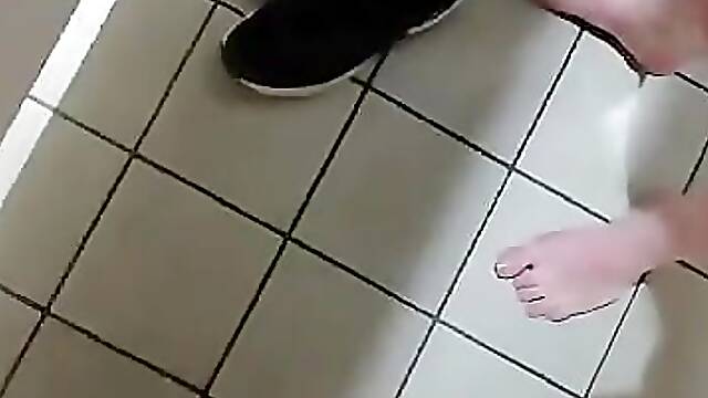 Strip and Cum in Public Toilet Part 1