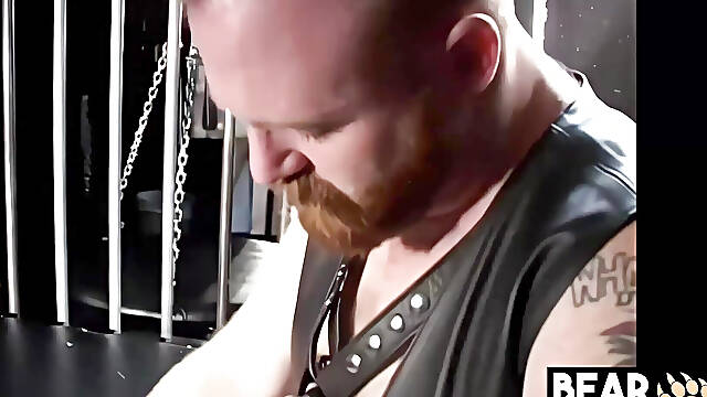 BEARFILMS Inked Bear Duke Gets First Sling Fuck With Steve Ellis