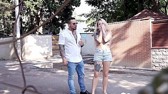 Picked up blonde gets dick in public