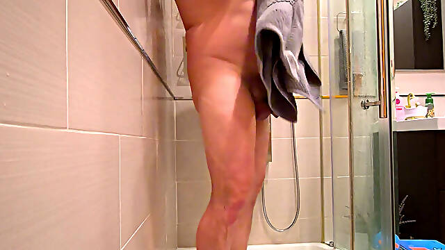 Amateur homemade shower pov close ass dick cock dry up showing