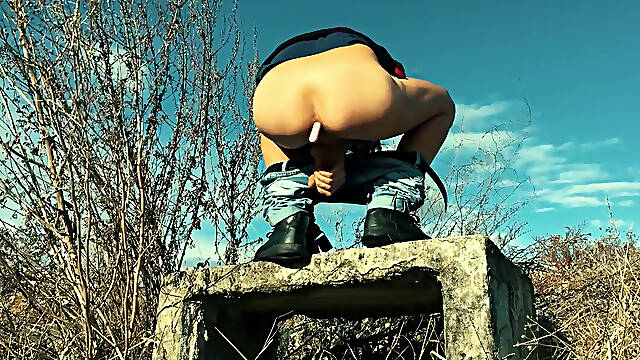 My Cumshot Is Like Rainfall When I Have Anal Beads Inside Outdoors
