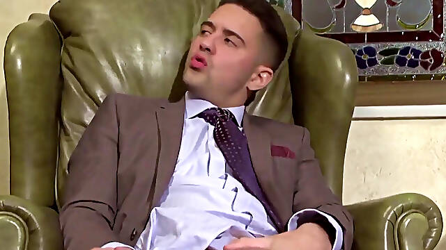 MENATPLAY - Suited gay men Maikel Cash and Robbie Rojo fuck