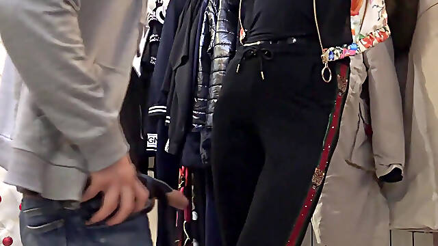 A straight guy with a hot ass fucks a mannequin in a shop! Risky masturbation in a public place