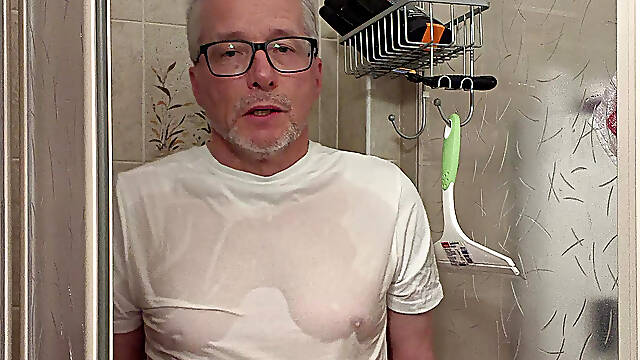 Wet T-shirt and Wet Underpants While Showering
