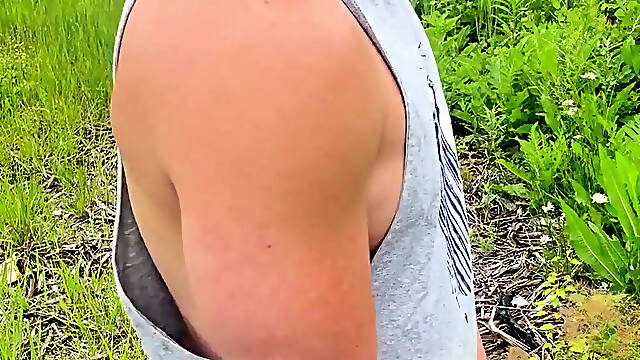 Muscular Asian Hunk Strips and Flexes Naked by the Highway Muscle Worship Jo &amp; Cum Eating
