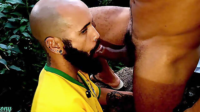Twink getting cock spanking and cum bath in the park trinha part 02